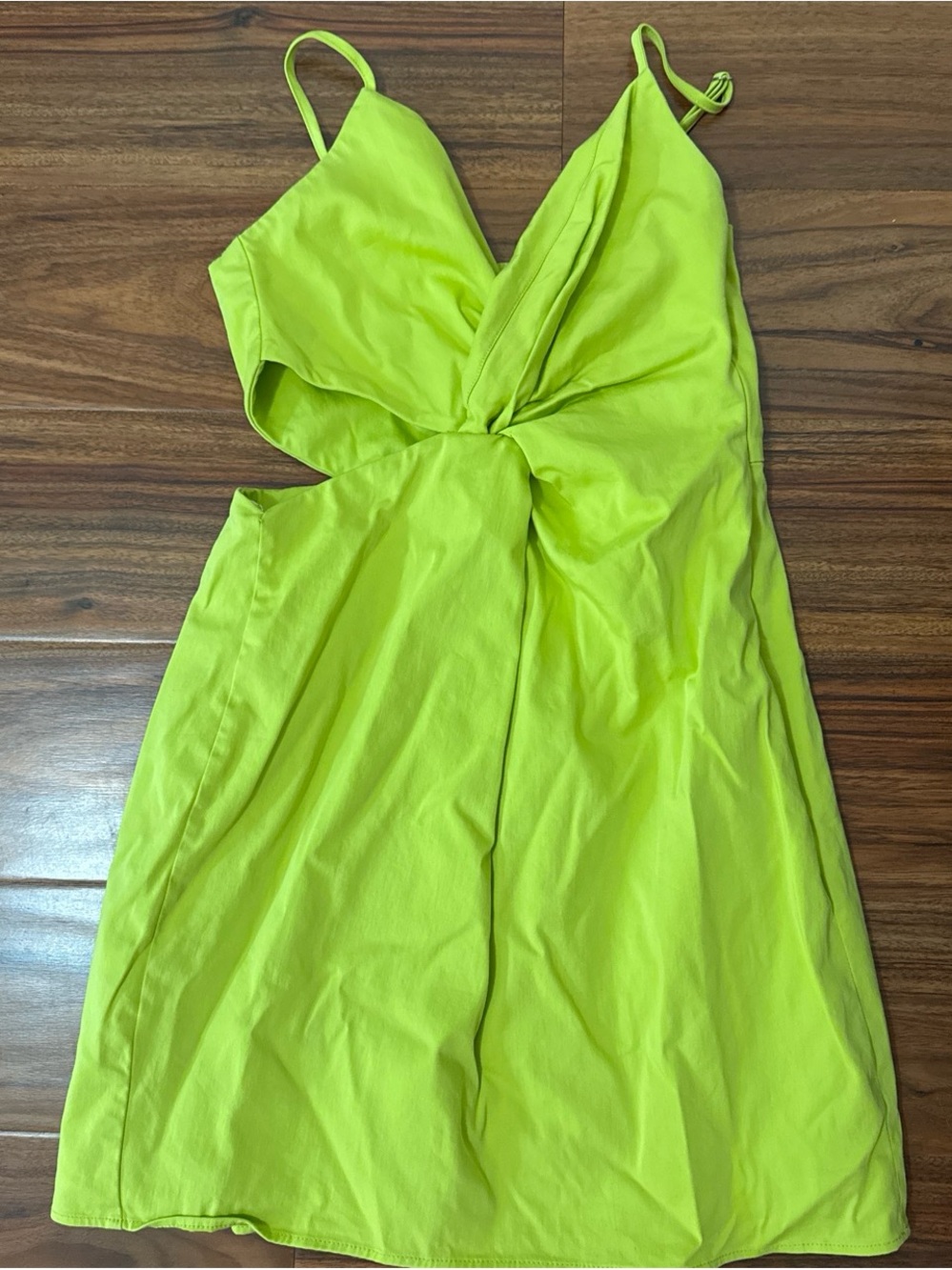 RARE Zara Neon Lime One-Piece Dress with Twist Front